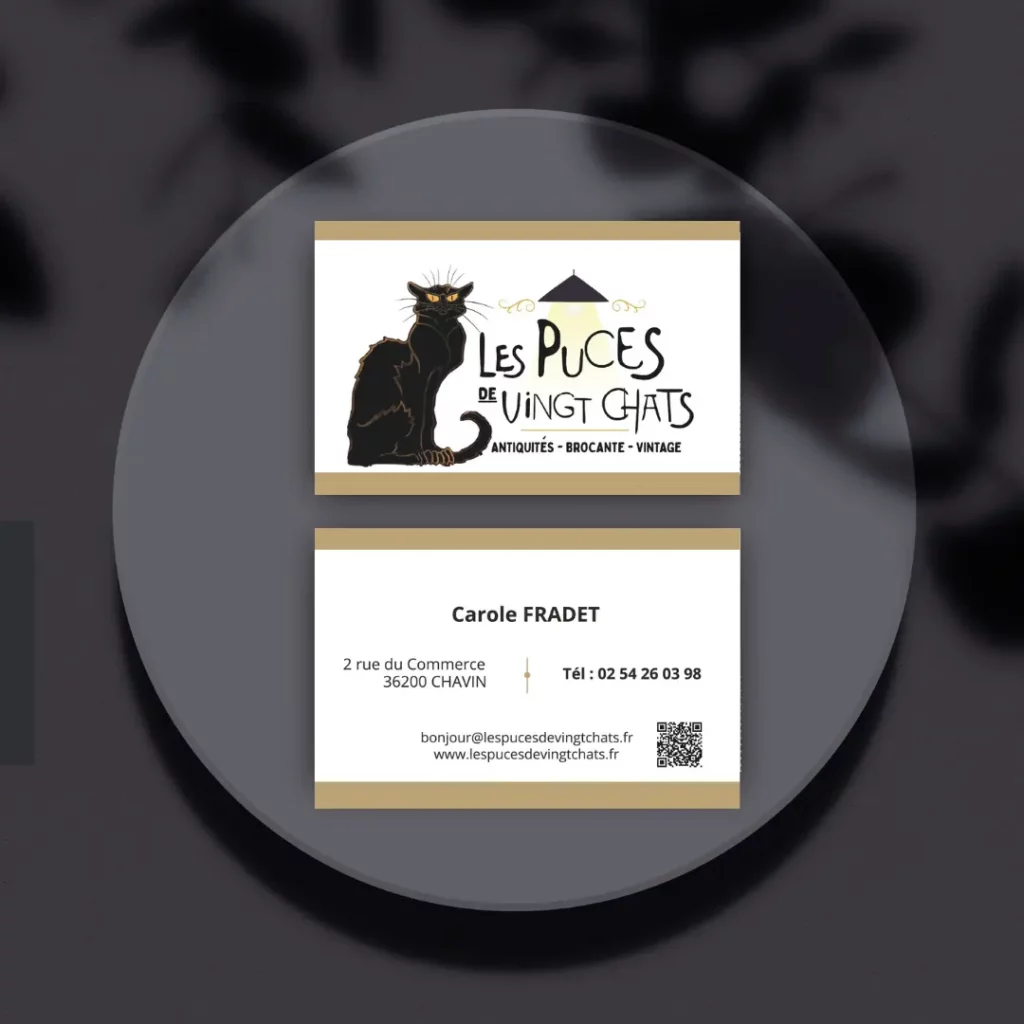 Carte de visite Les puces de vingt chats réalisé par Nexphasis informatique