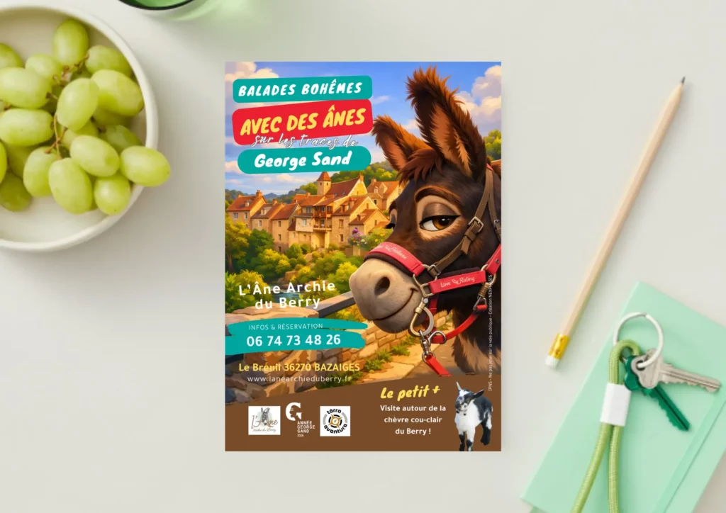 Flyer réalisé par Nexphasis informatique pour l'âne Archie du Berry
