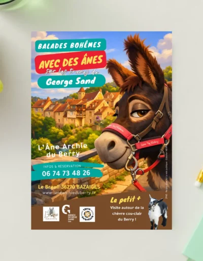 Flyer réalisé par Nexphasis informatique pour l'âne Archie du Berry
