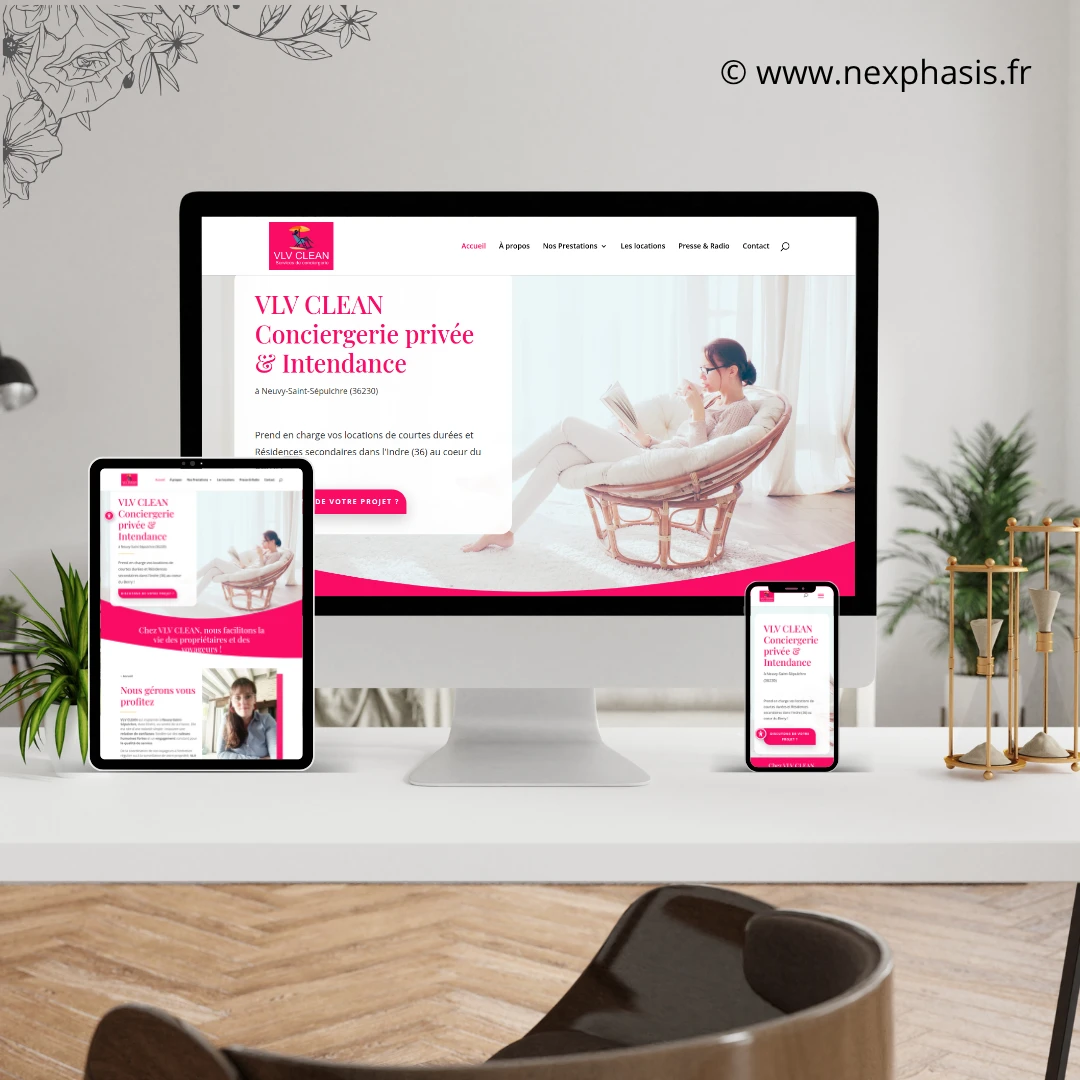 Mockup du site web VLV Clean créé par Nexphasis