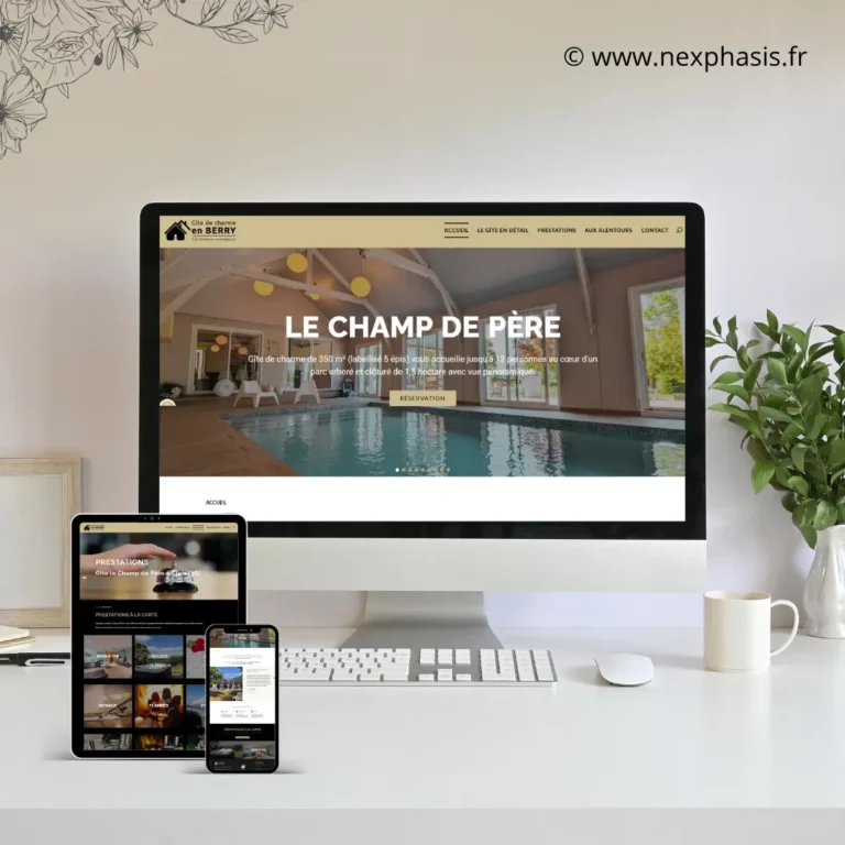 Mockup de la refonte du site web gitepiscine-36 réalisée par Nexphasis informatique
